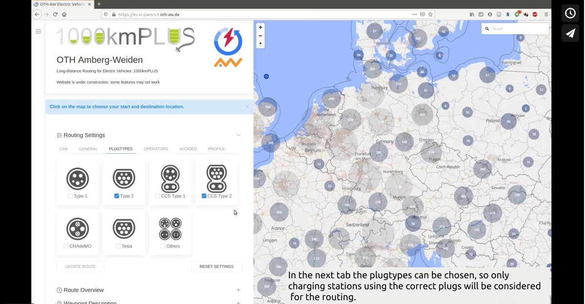 1000kmPlus - Routing for Electric Vehicles from the OTH Amberg-Weiden